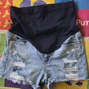Pink Blush Maternity Distressed Denim  Shorts